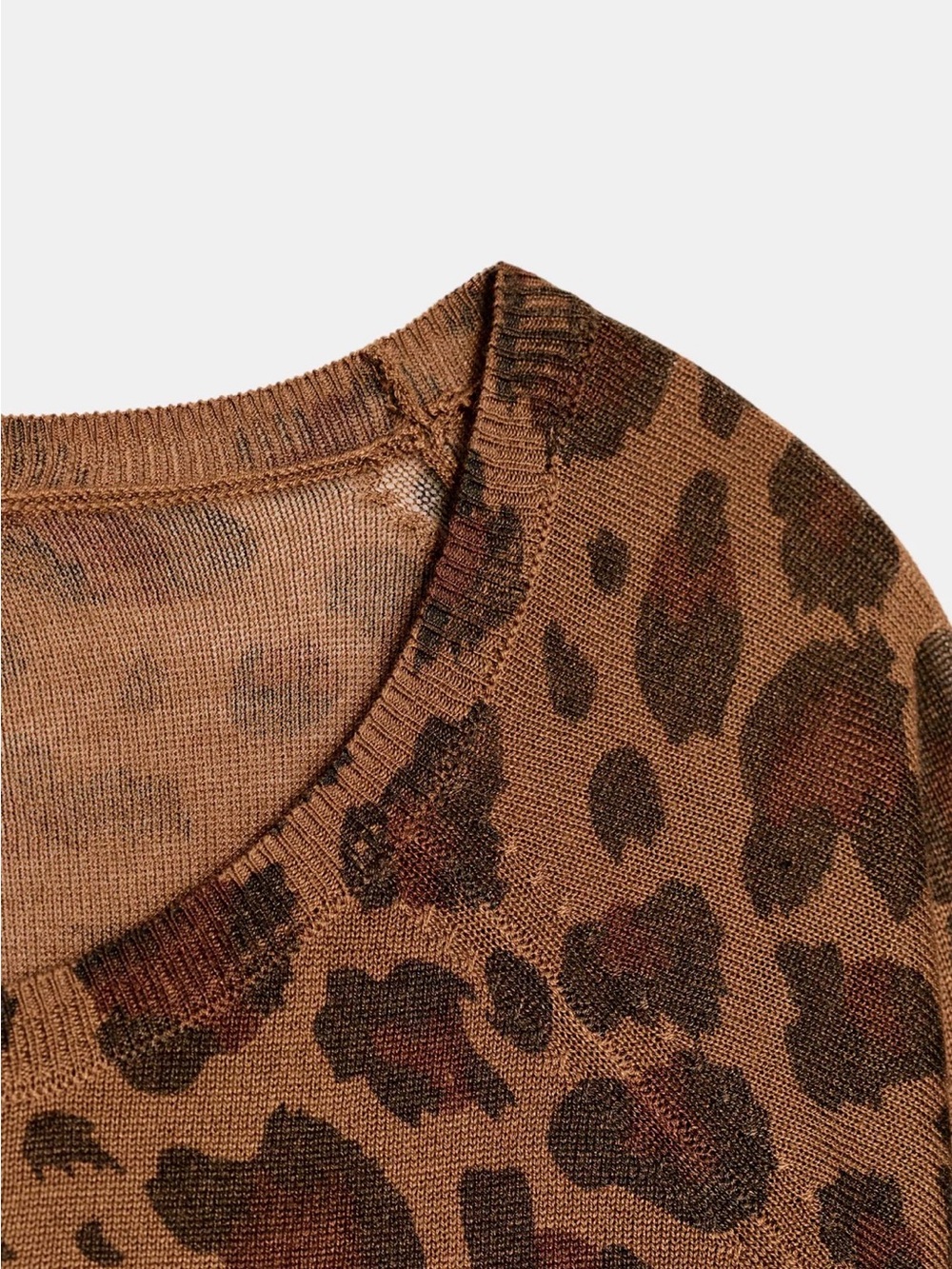 Zara Leopard-Print Brown Knit Top